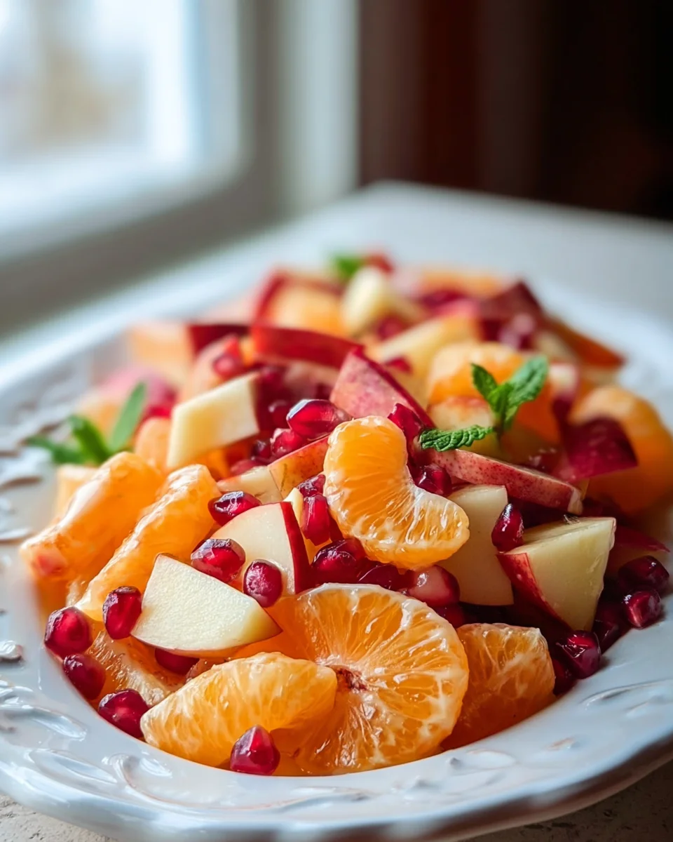Sweet Winter Fruit Salad with Cinnamon Vanilla Dressing