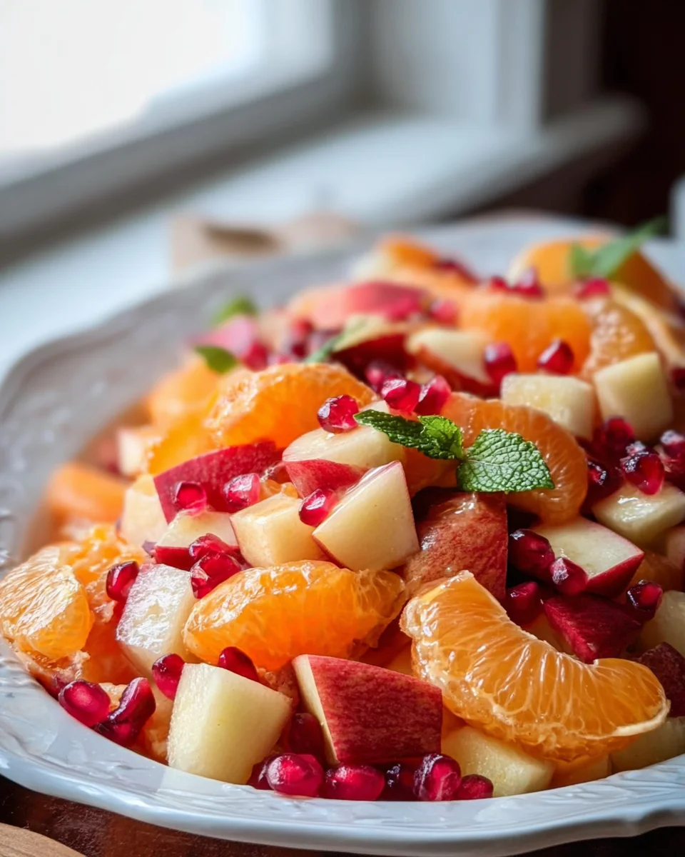 Sweet Winter Fruit Salad with Cinnamon Vanilla Dressing