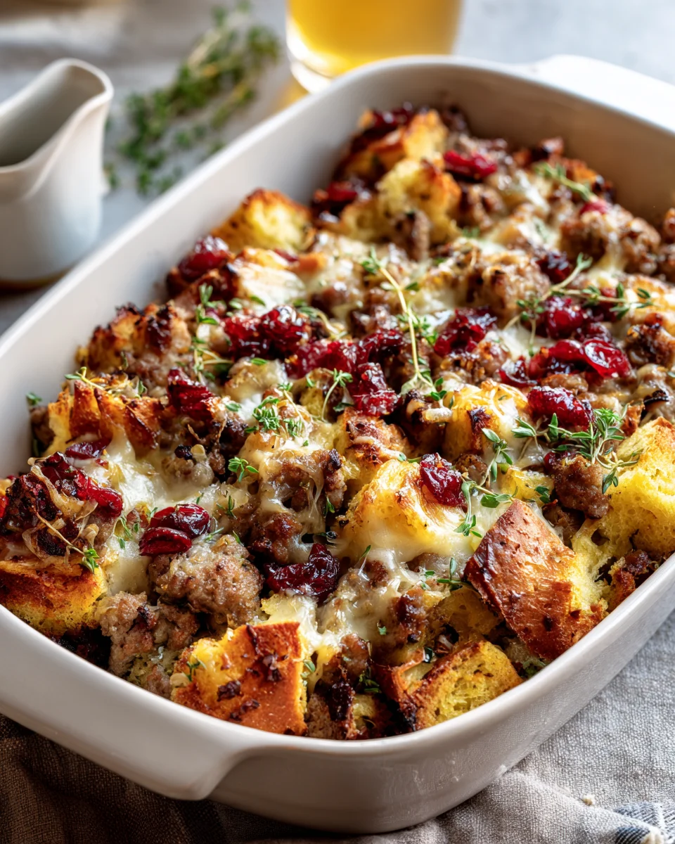 Cranberry Sausage Stuffing Breakfast Casserole Delight Recipe