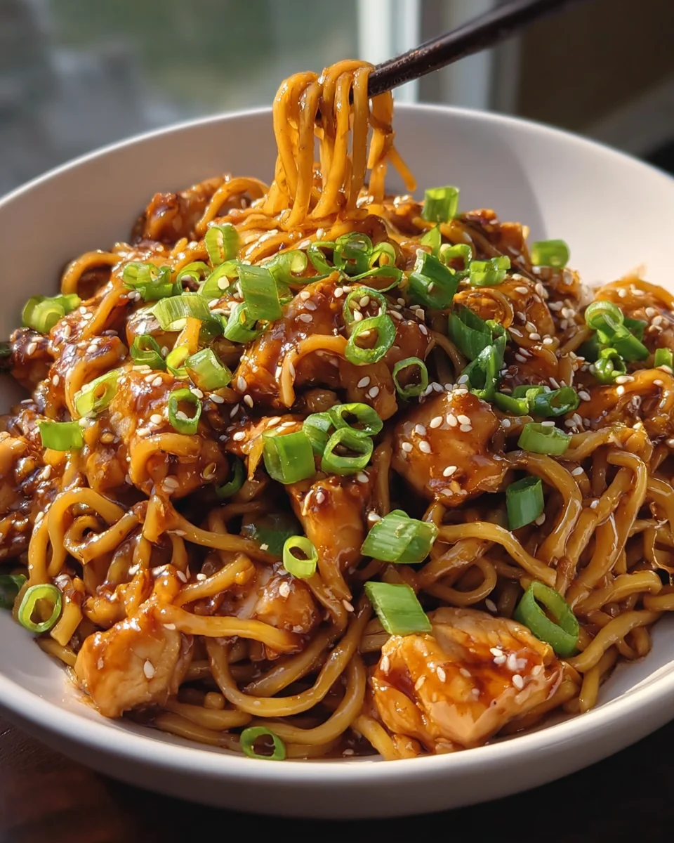 Sticky Garlic Chicken Noodles Recipe: Quick & Delicious!