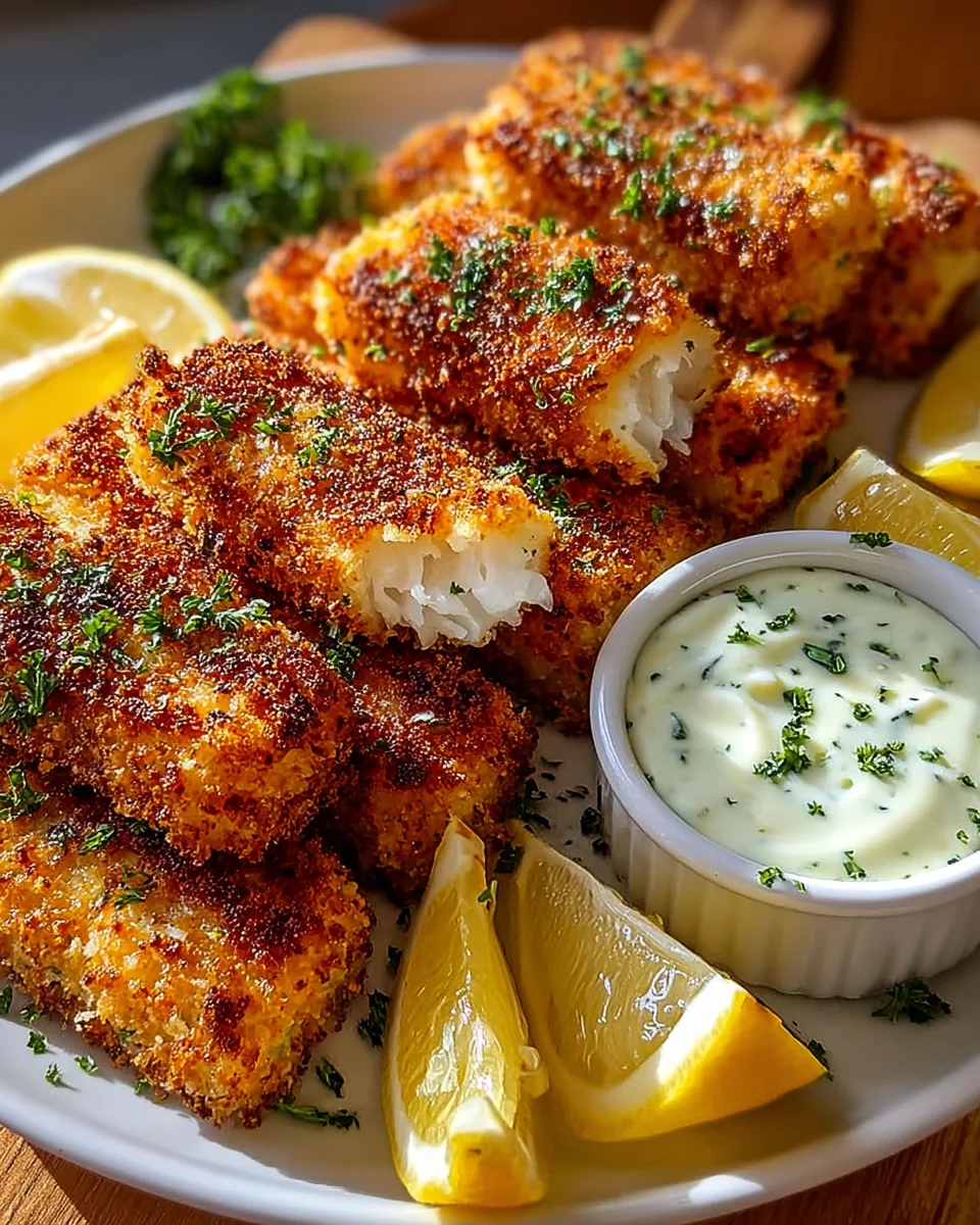 Crispy Baked Fish Sticks Recipe with Tartar Sauce Delight
