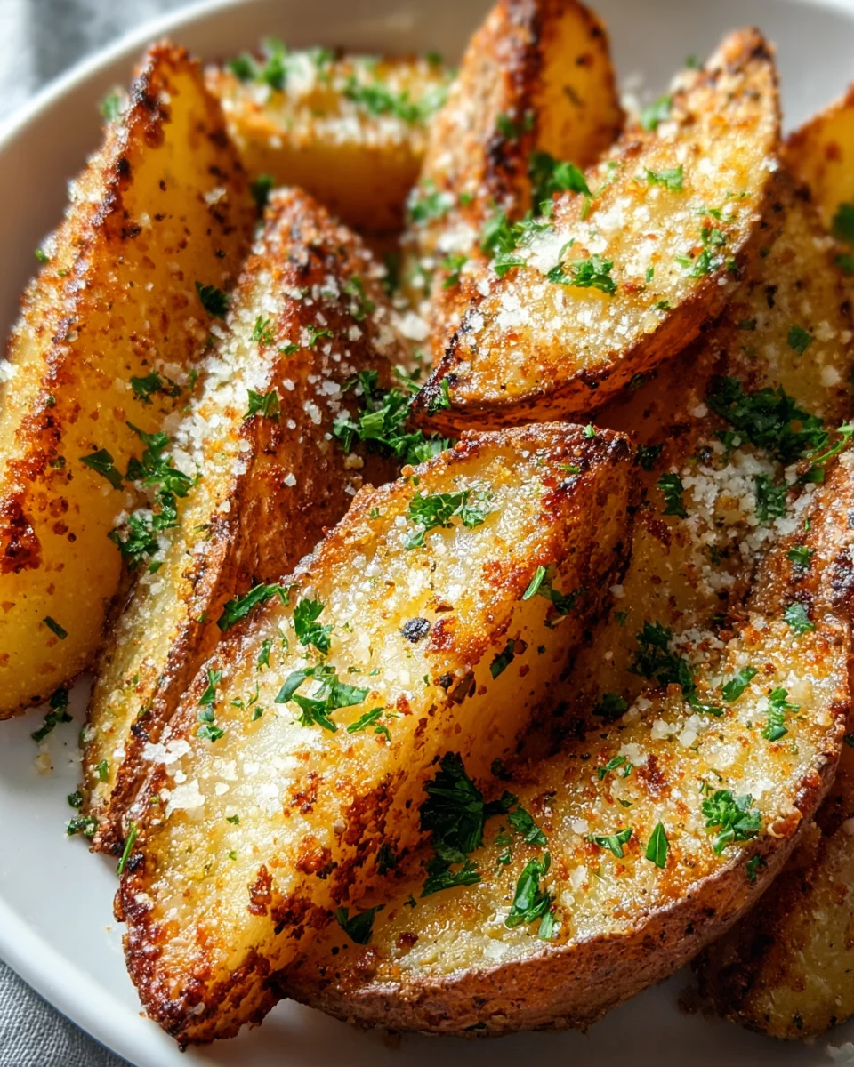 Easy Crispy Baked Garlic Parmesan Potato Wedges