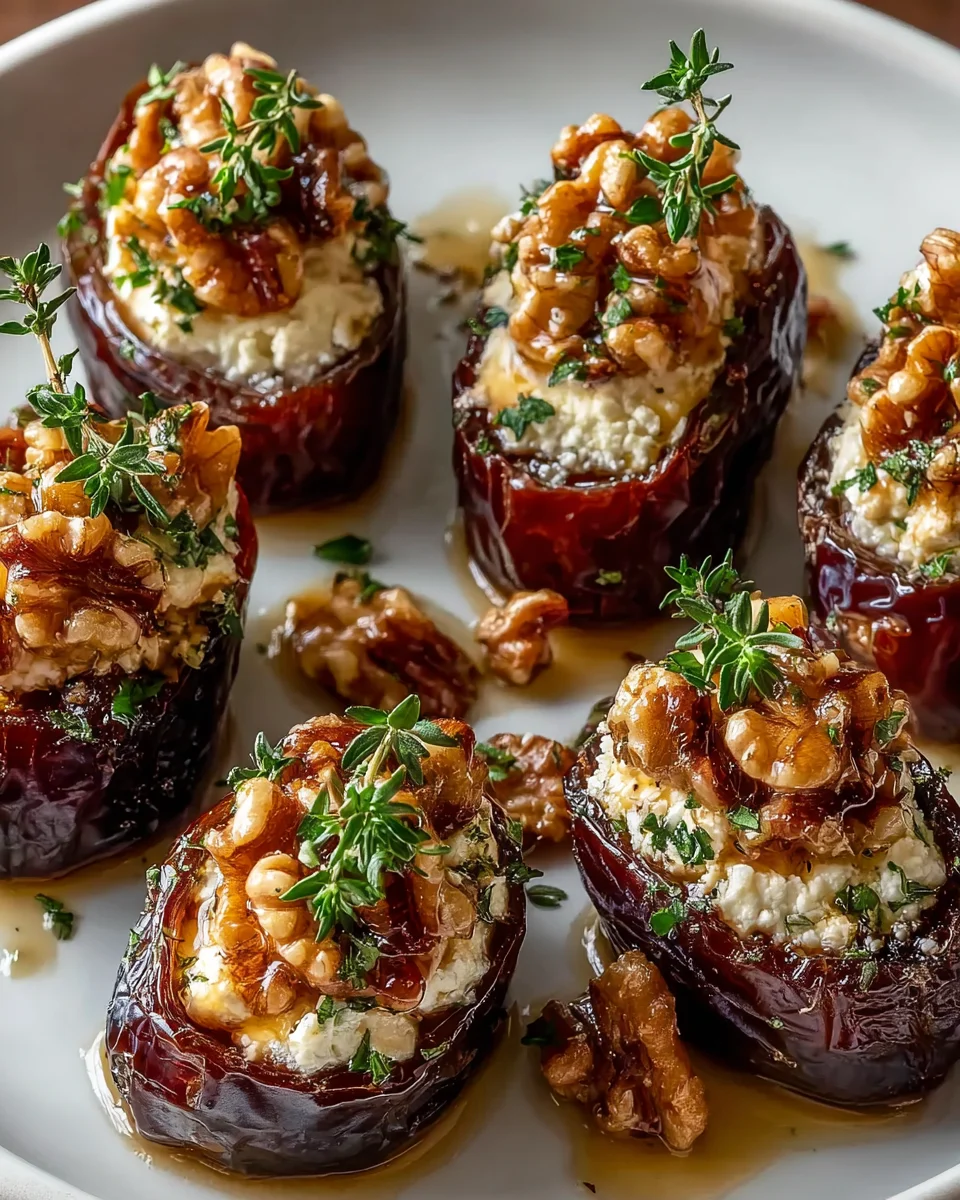 Feta Parmesan Stuffed Dates with Honey Walnut Crunch Recipe