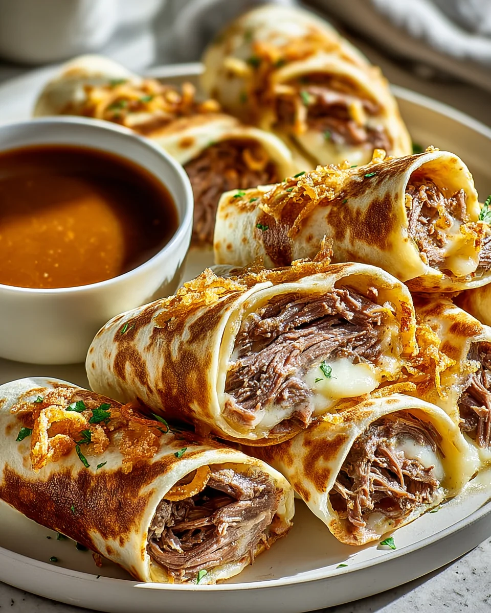 Savory French Dip Tortilla Rollups - Easy Beef Snack Recipe