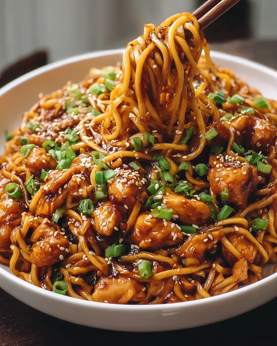 Sticky Garlic Chicken Noodles Recipe: Quick & Delicious!