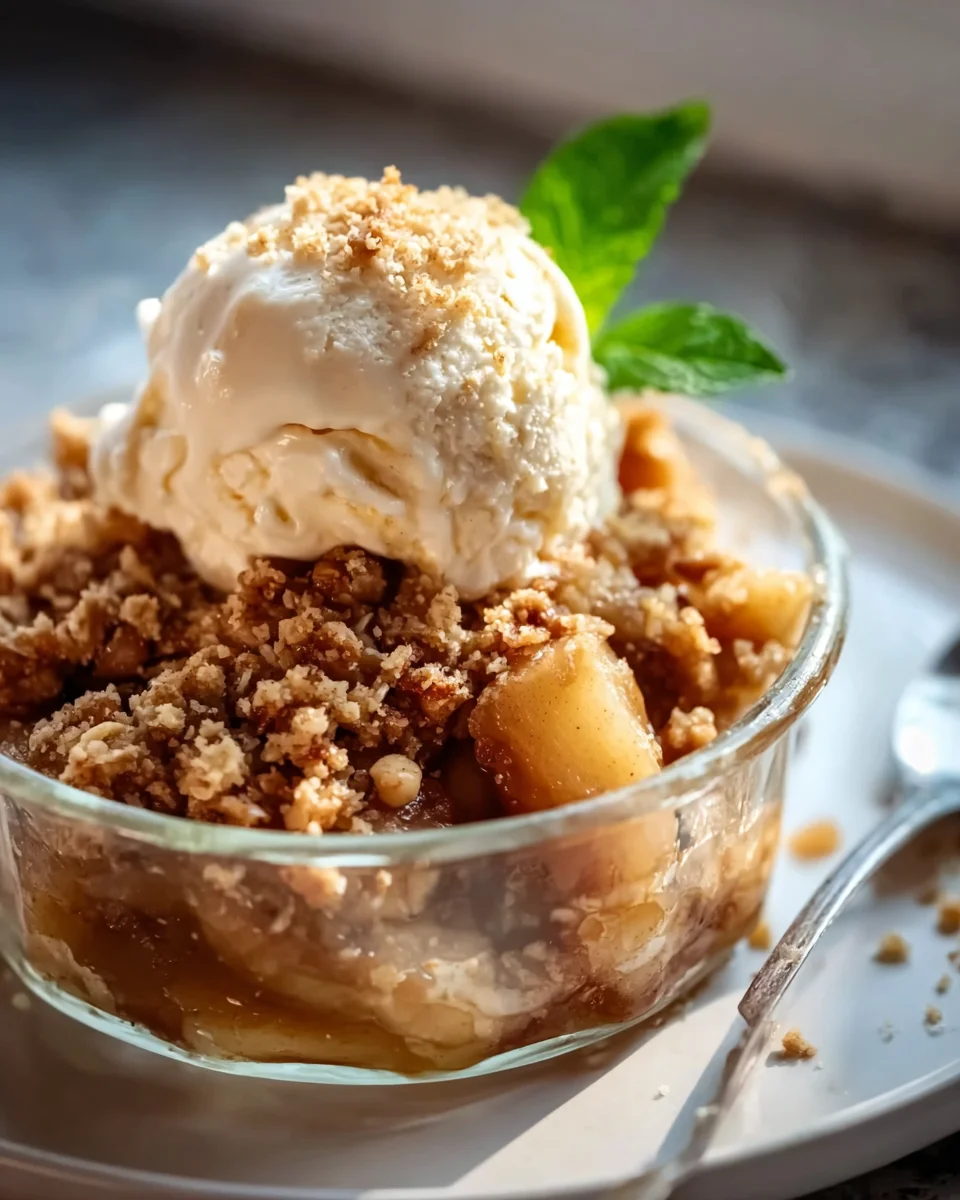 Delicious Bratapfel Apfel Crumble with Vanilla Ice Cream Recipe