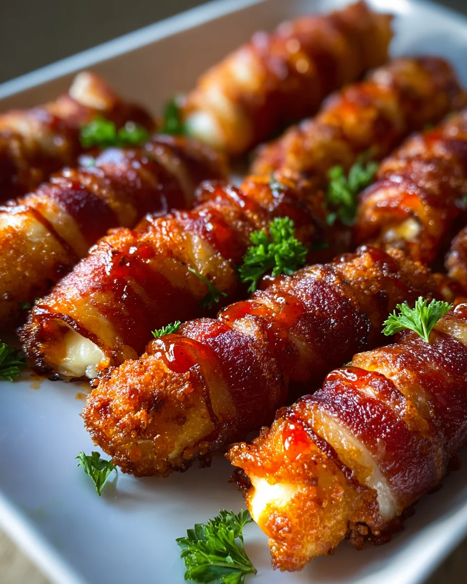 Cheesy Spicy Nashville Hot Beef Bacon Mozzarella Sticks