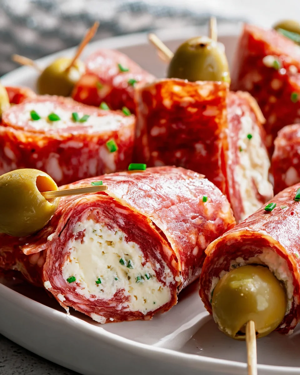 Cream Cheese Beef Salami Roll Ups - Best Party Appetizer!