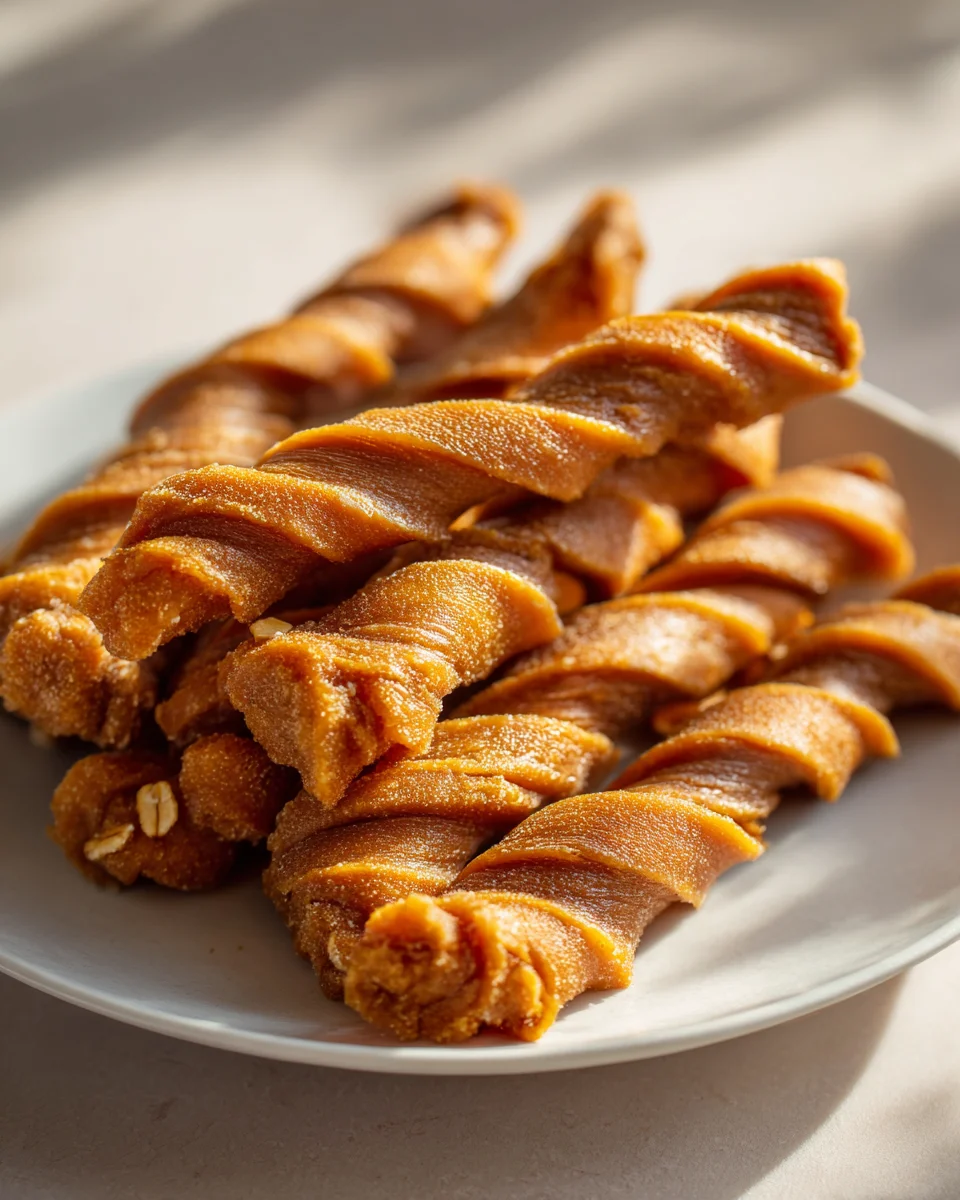 Delicious Peanut Butter Pumpkin Chew Twists for Dogs