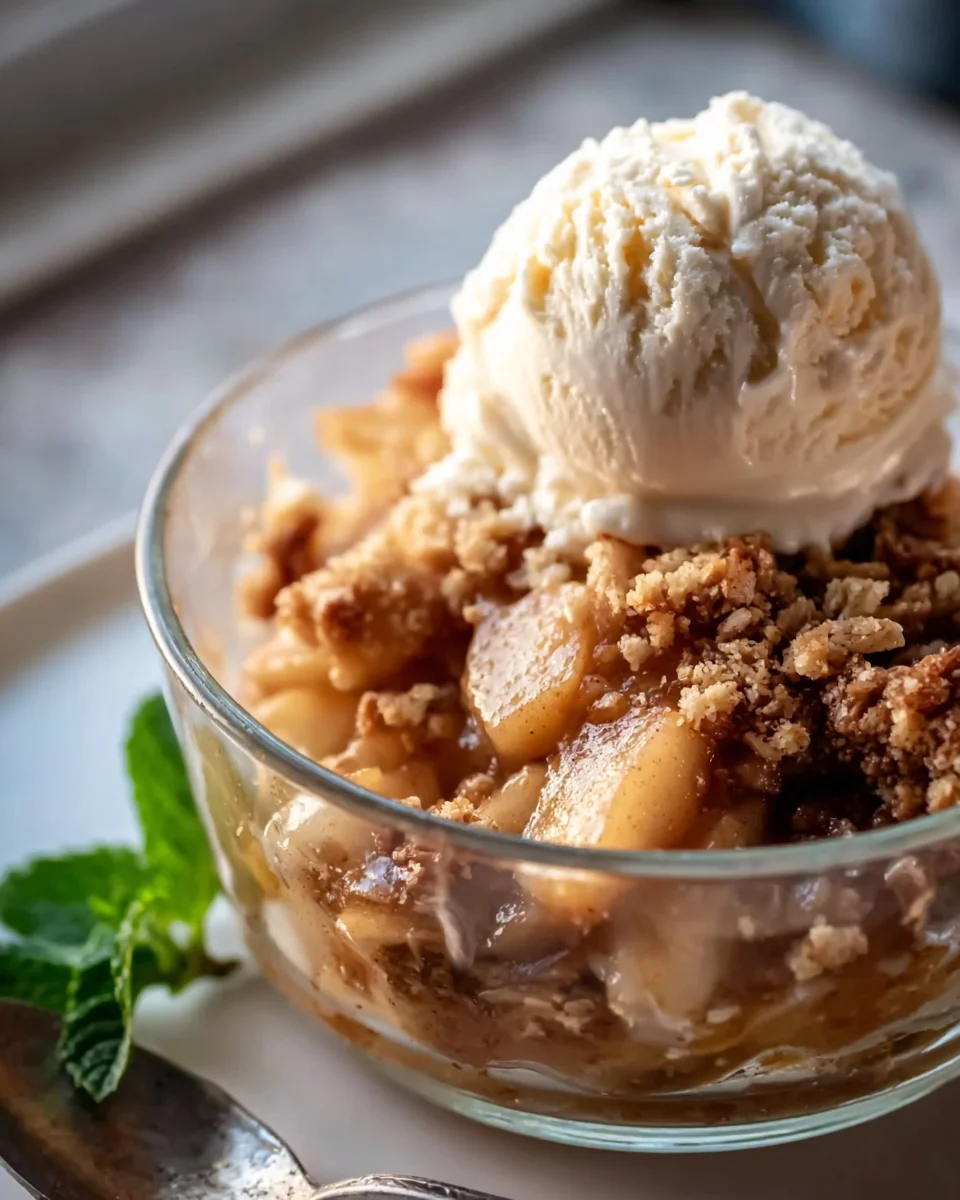 Delicious Bratapfel Apfel Crumble with Vanilla Ice Cream Recipe