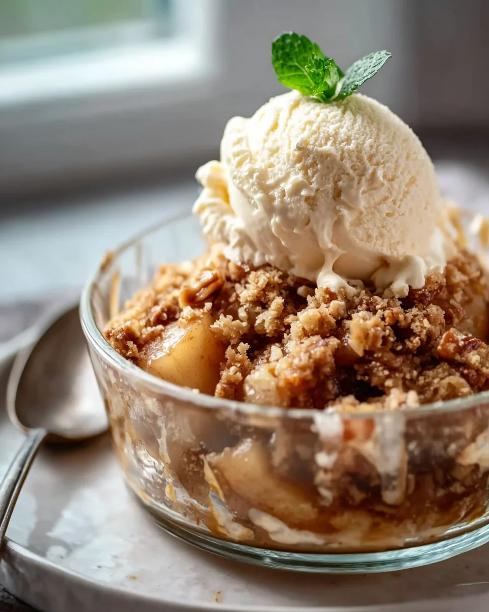 Delicious Bratapfel Crumble with Vanilla Ice Cream Recipe