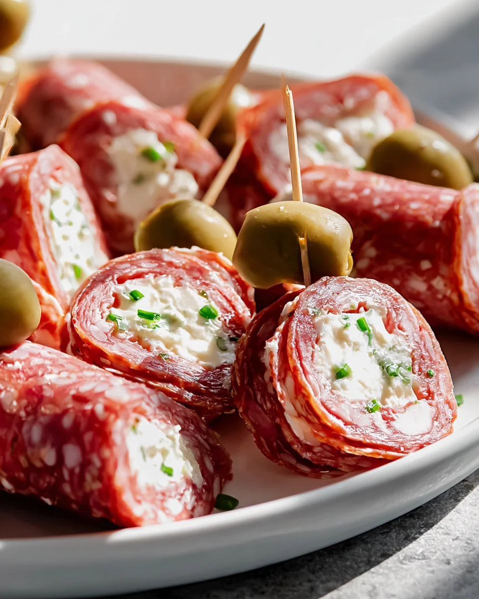 Cream Cheese Beef Salami Roll Ups - Best Party Appetizer!