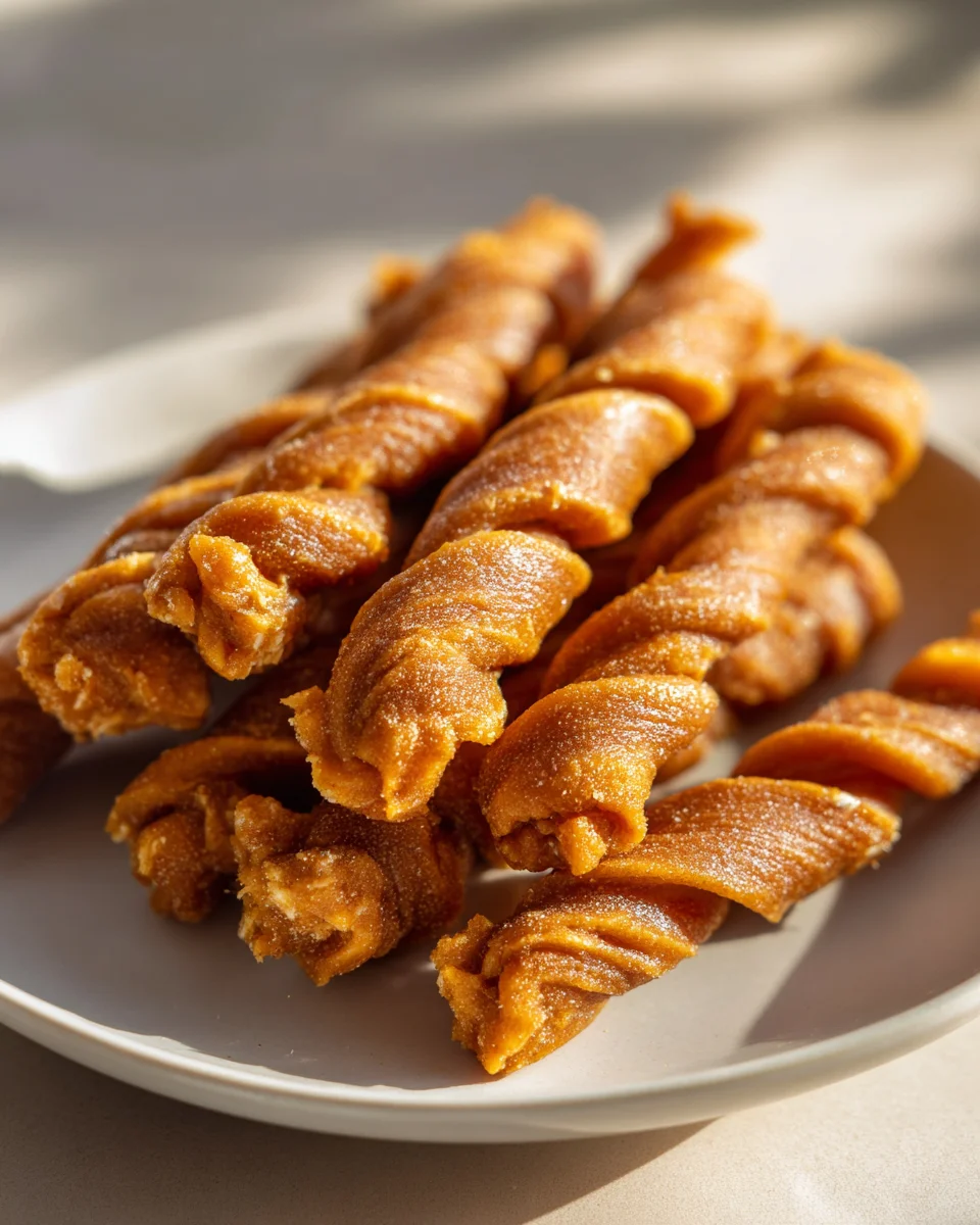 Delicious Peanut Butter Pumpkin Chew Twists for Dogs