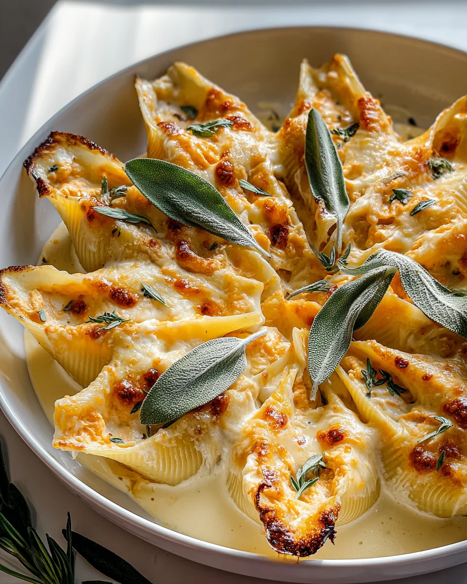 Pumpkin Gouda Stuffed Shells with Sage Alfredo Sauce Recipe