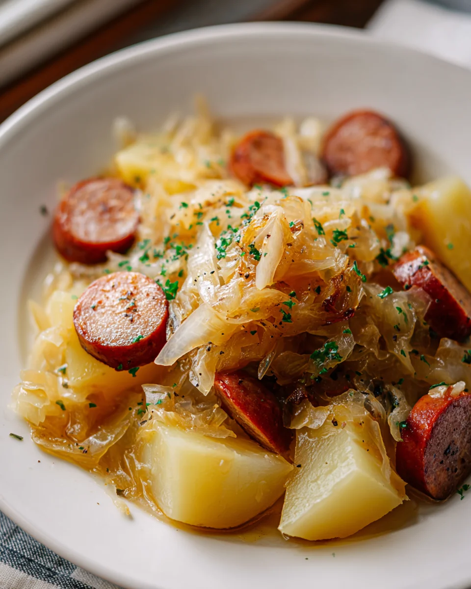 Delicious Crockpot Polish Sausage, Sauerkraut & Potatoes Recipe