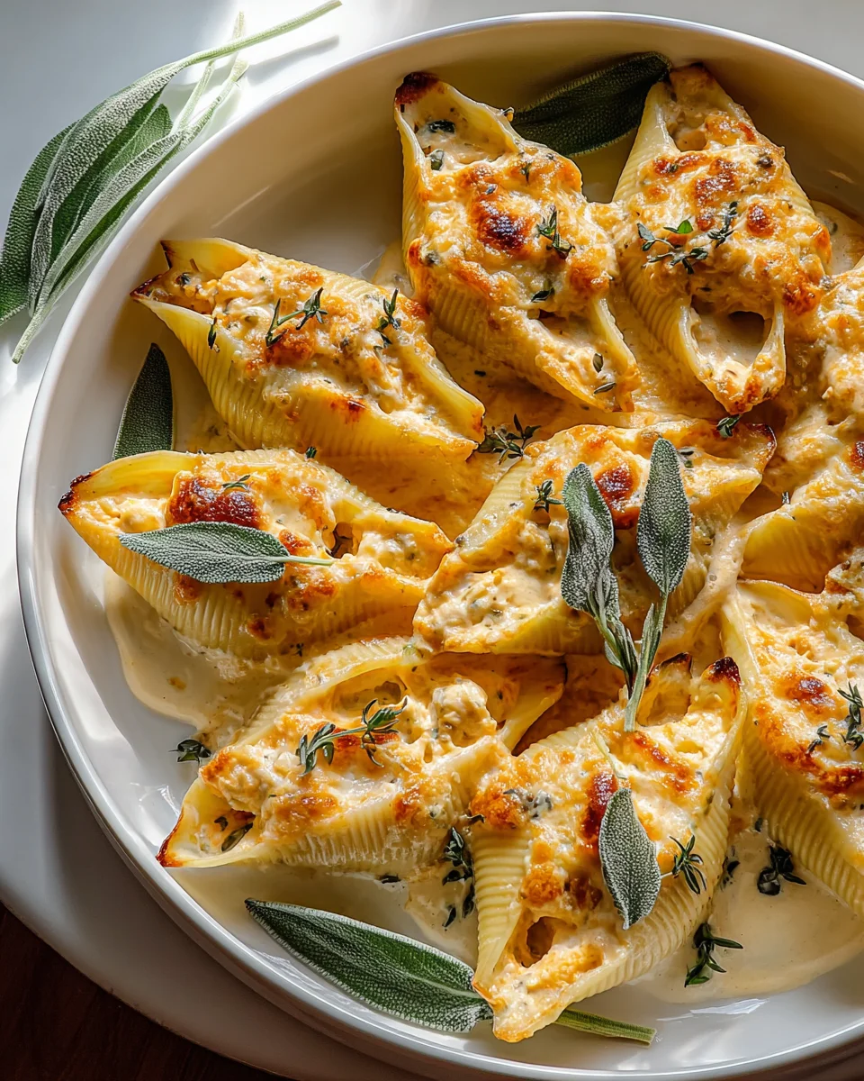 Pumpkin Gouda Stuffed Shells with Sage Alfredo Sauce Recipe