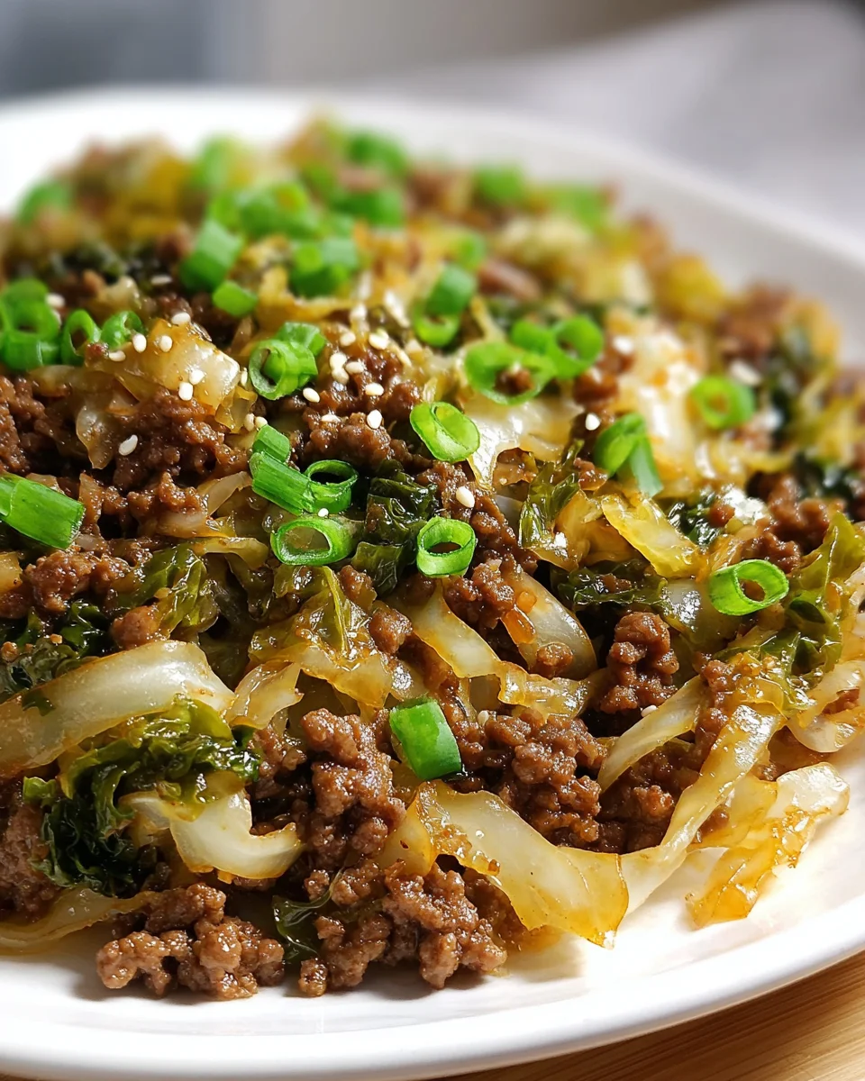 Quick Low Carb Mongolian Ground Beef Cabbage Stir-fry