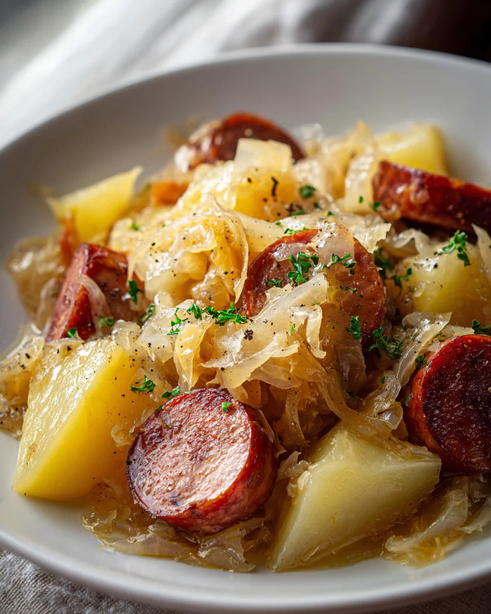 Delicious Crockpot Polish Sausage, Sauerkraut & Potatoes Recipe