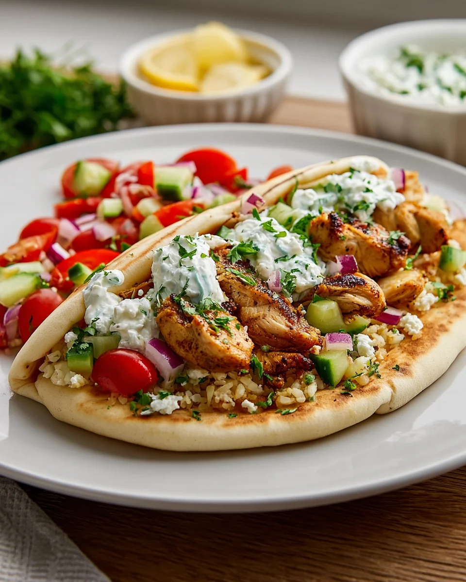 Mediterranean Chicken Gyros with Creamy Feta Tzatziki Recipe