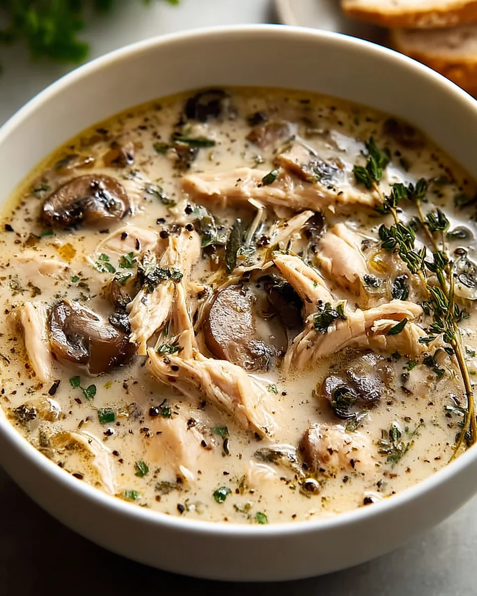 Quick & Easy Creamy Rotisserie Chicken Mushroom Soup