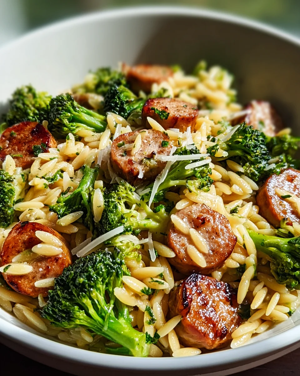 Flavorful Chicken Sausage and Broccoli Orzo - Quick & Easy!