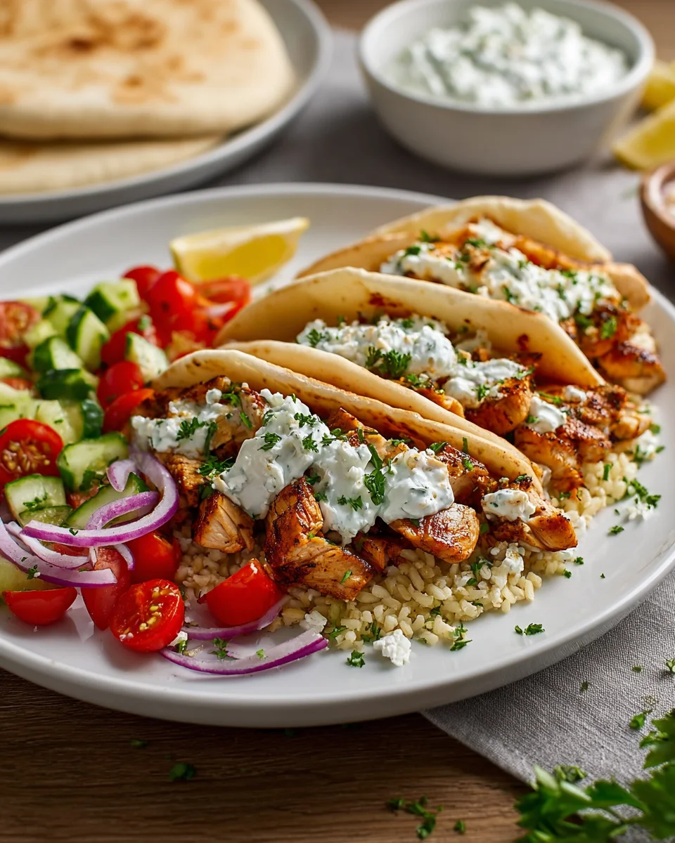 Mediterranean Chicken Gyros with Creamy Feta Tzatziki Recipe