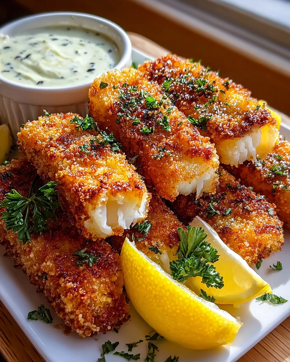 Crispy Baked Fish Sticks Recipe with Tartar Sauce Delight