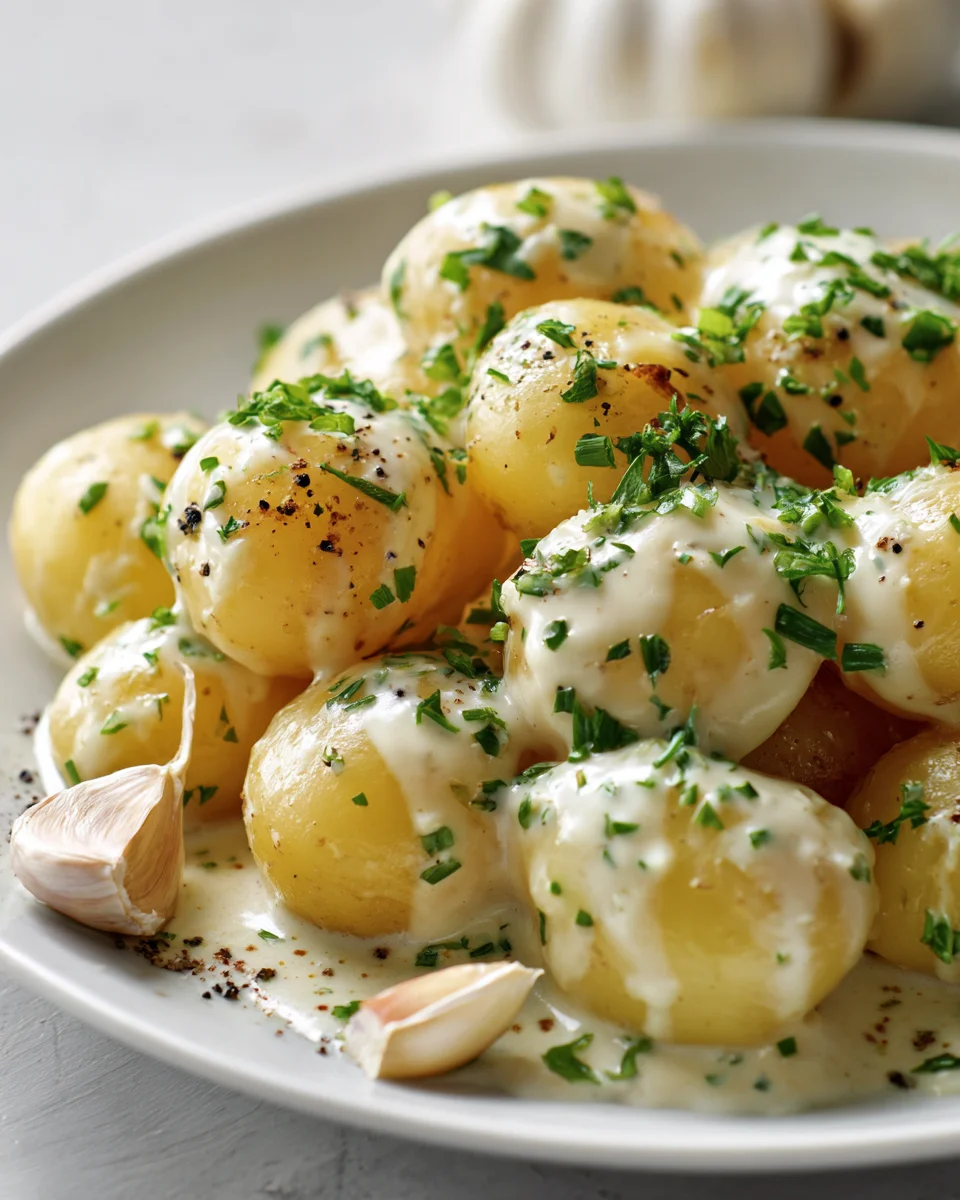 Creamy Garlic Sauce Baby Potatoes You'll Crave!