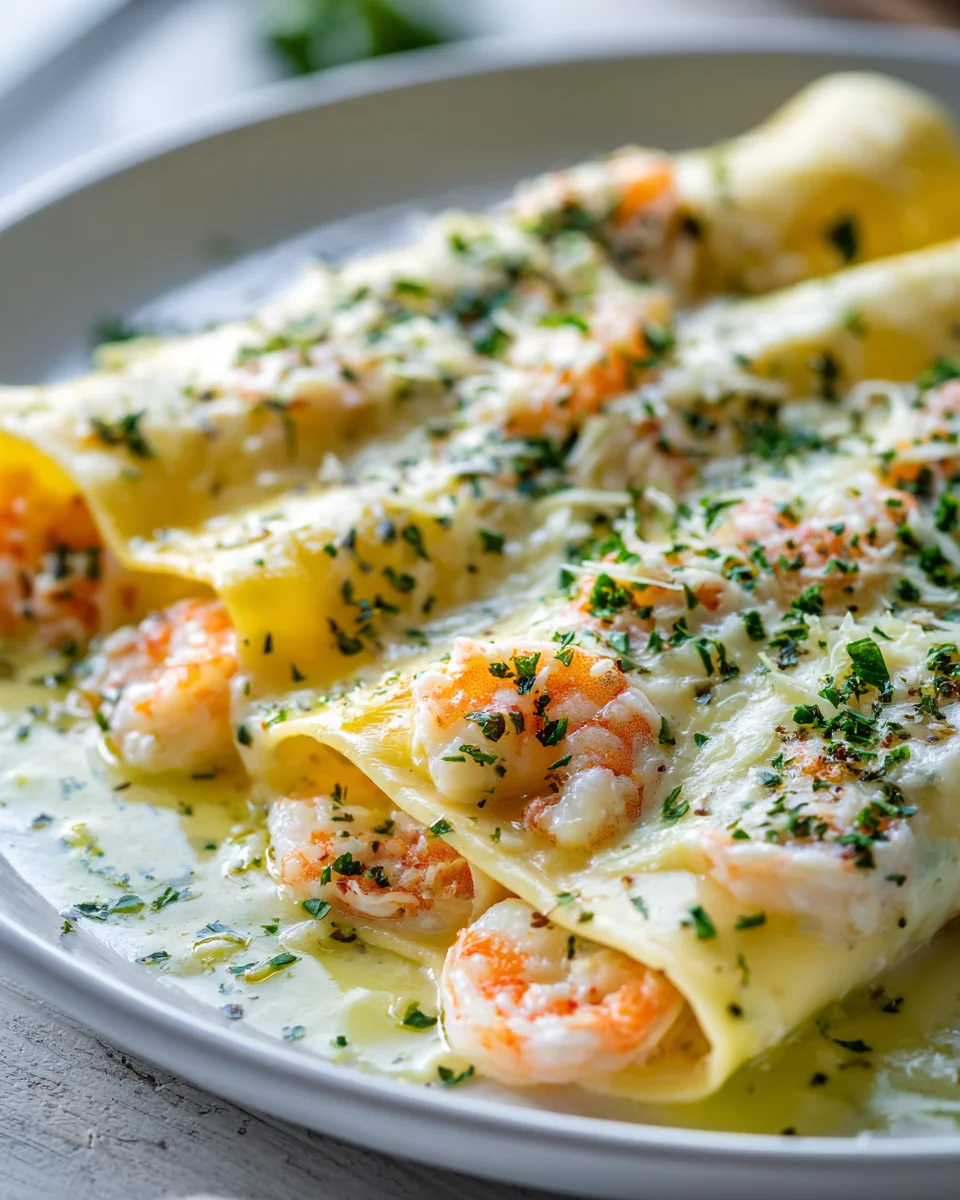 Garlic Shrimp & Cream Cheese Manicotti Rolls - Easy Dinner
