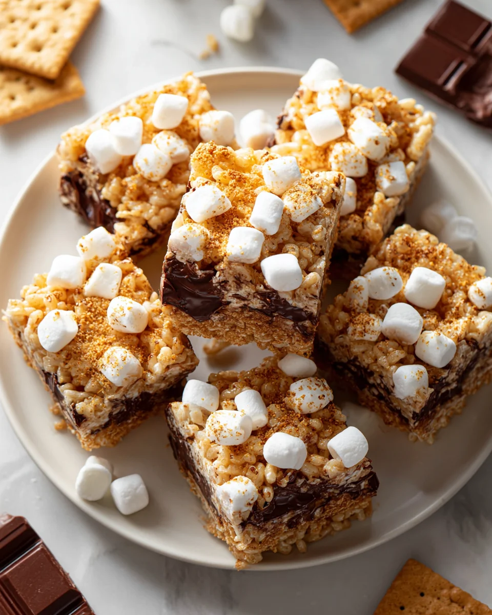 Chewy S'mores Rice Krispie Treat Bars: Best No-Bake Recipe