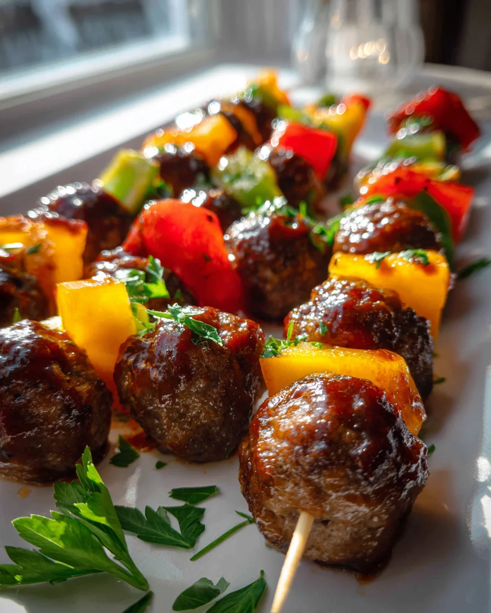 BBQ Beef Meatball & Bell Pepper Skewers for Your Party!