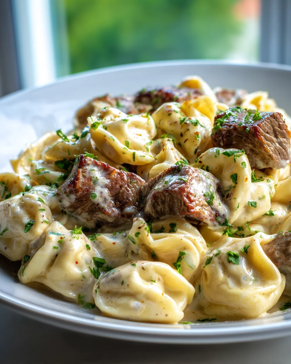 Cracked Garlic Steak Tortellini in Creamy Sauce Bliss