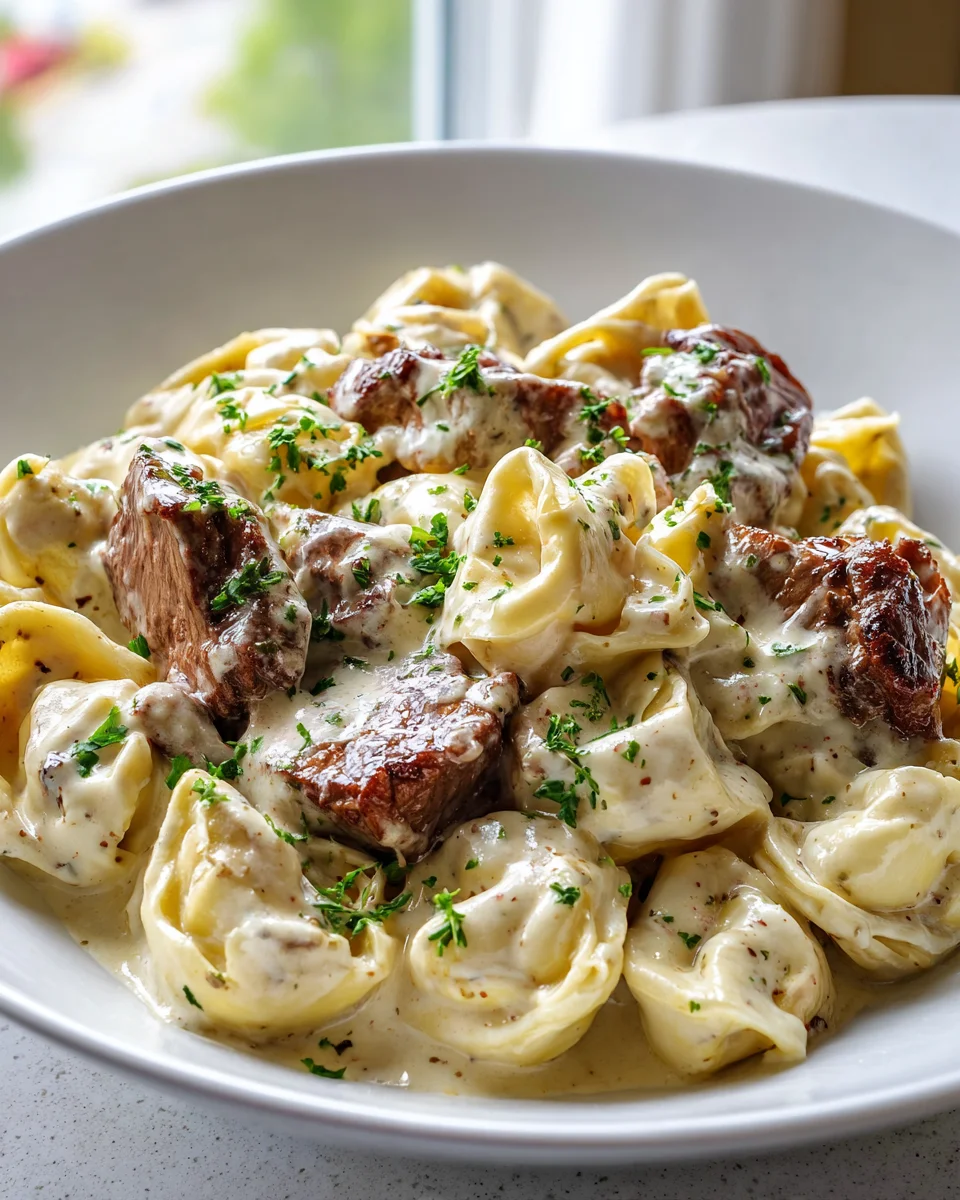 Cracked Garlic Steak Tortellini in Creamy Sauce Bliss