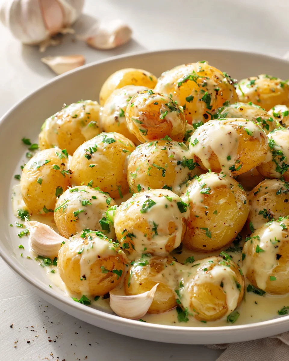 Creamy Garlic Sauce Baby Potatoes You'll Crave!