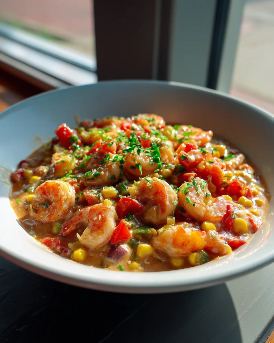 Delicious Seafood & Shrimp Chili with Corn & Peppers