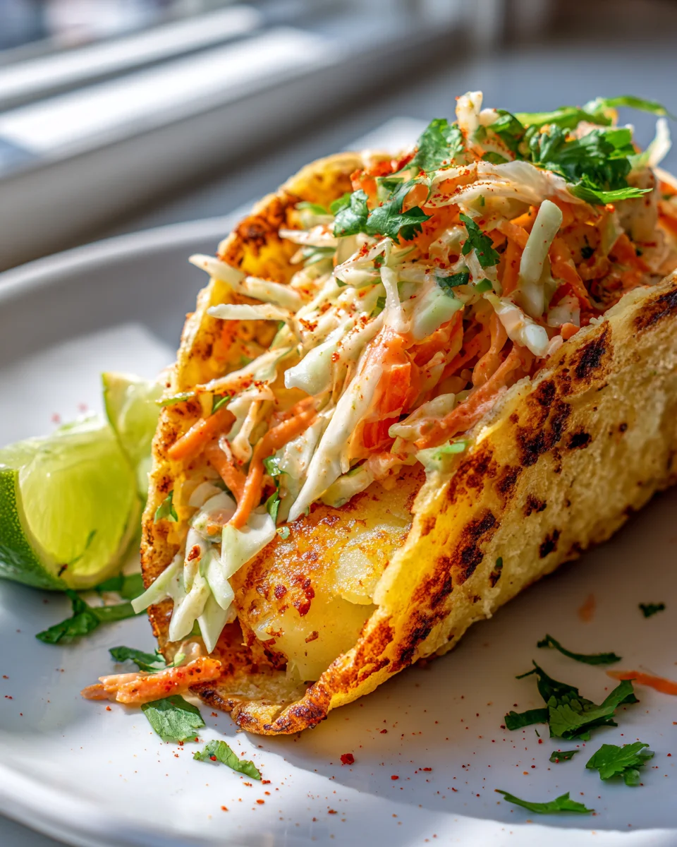 Cajun Potato Smash Tacos with Zesty Chipotle Slaw