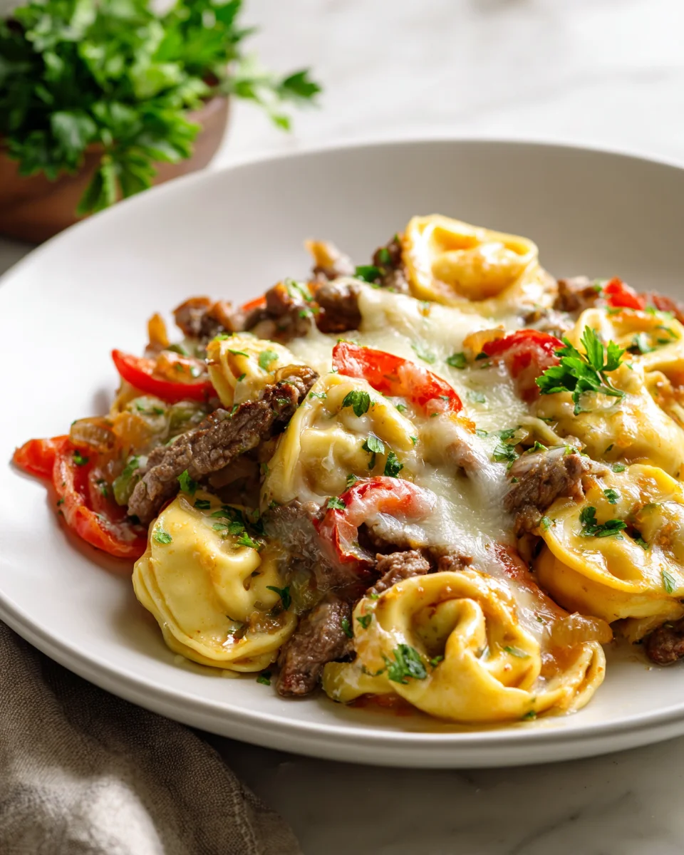 Cheesesteak Tortellini Skillet: Quick Beef & Provolone