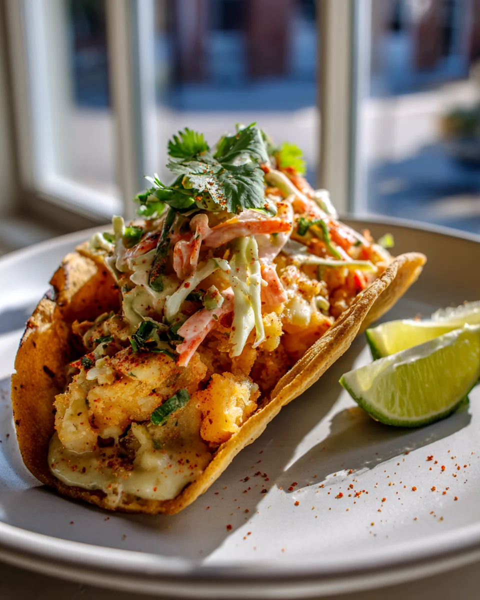 Cajun Potato Smash Tacos with Zesty Chipotle Slaw