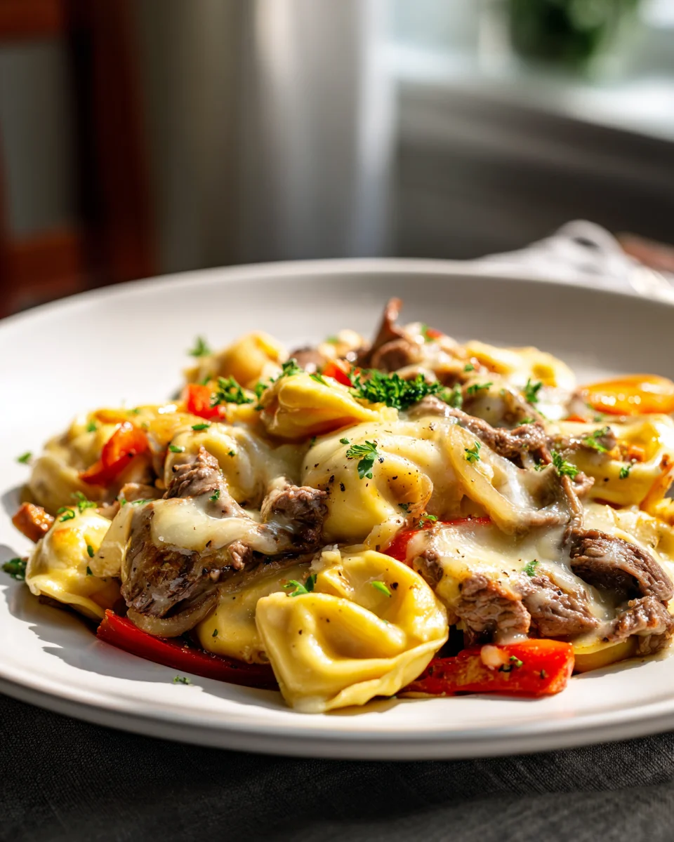 Cheesesteak Tortellini Skillet: Quick Beef & Provolone