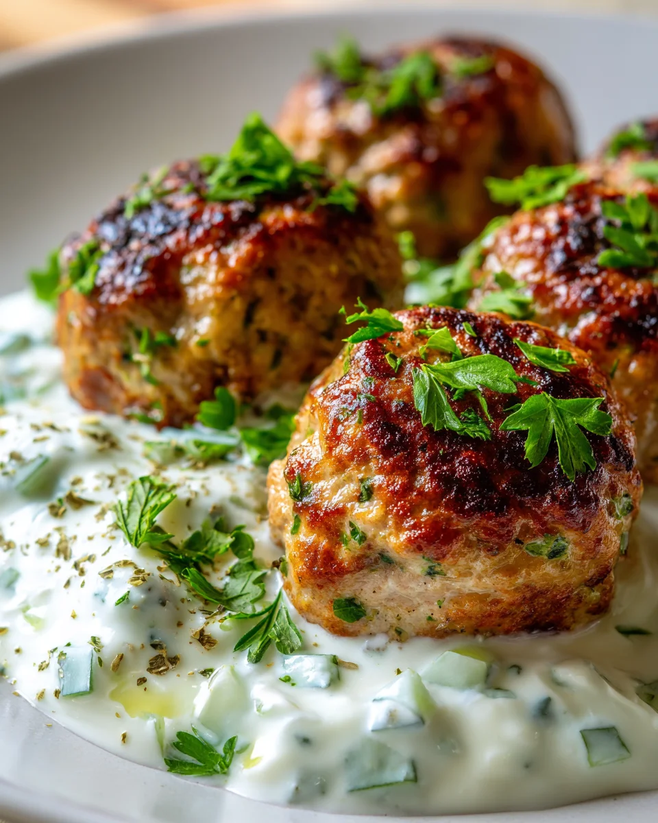 Delicious Greek Turkey Meatballs with Creamy Tzatziki