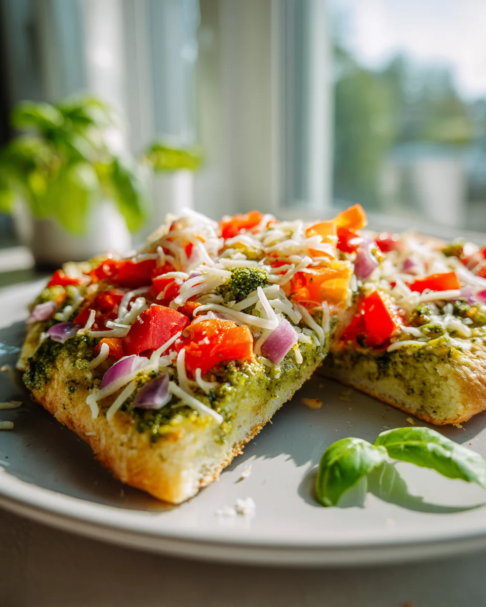 Pesto Veggie Biscuit Pizza Flatbreads: Easy & Delicious!