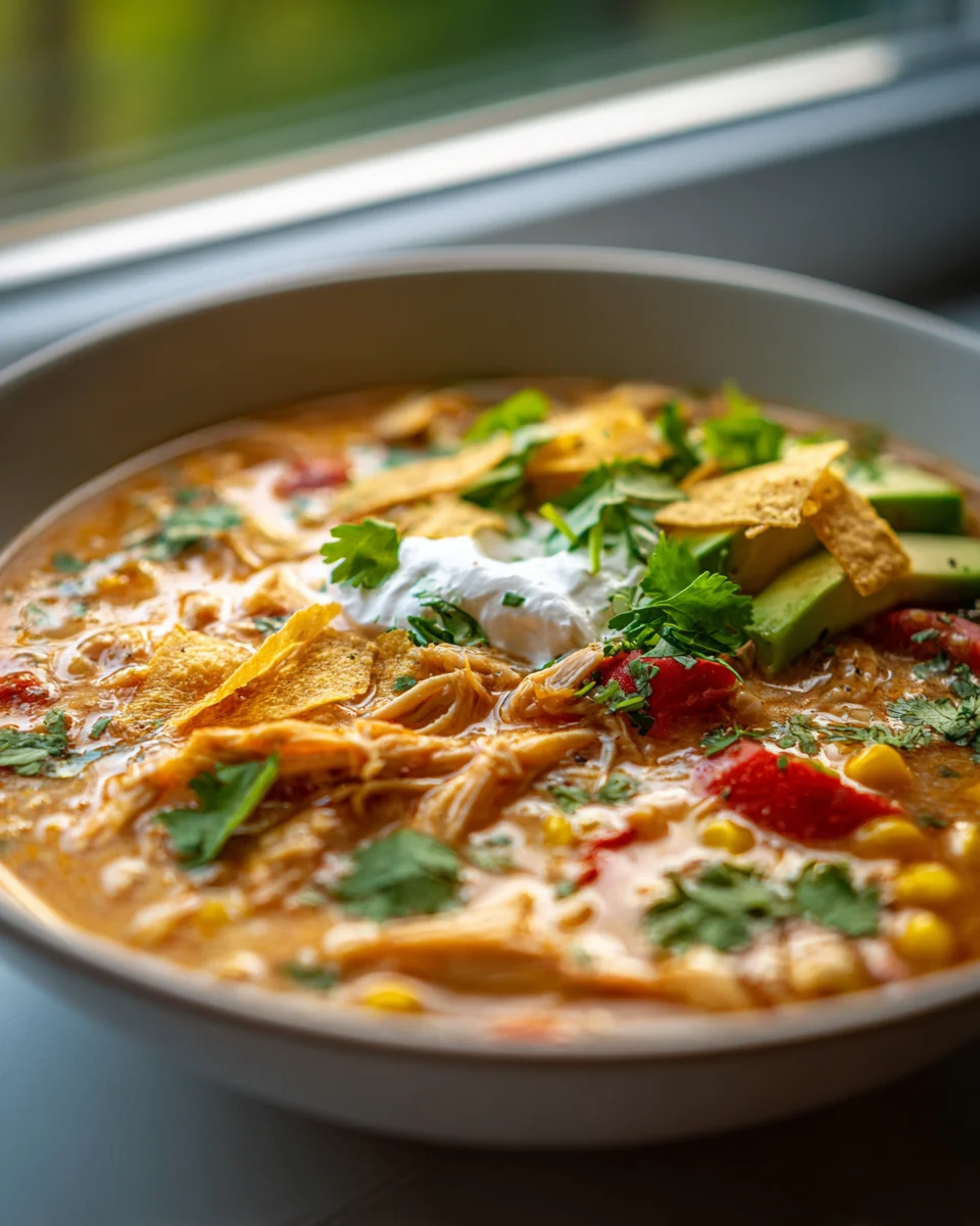 Best Ever Crockpot Chicken Tortilla Soup - Quick & Easy