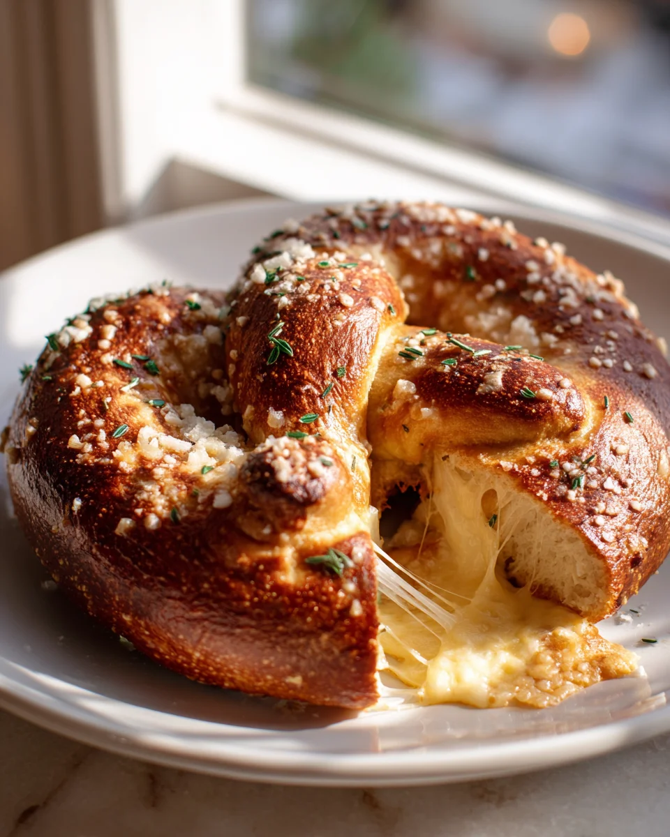 Irresistible Mozzarella Stuffed Rosemary Parmesan Pretzels