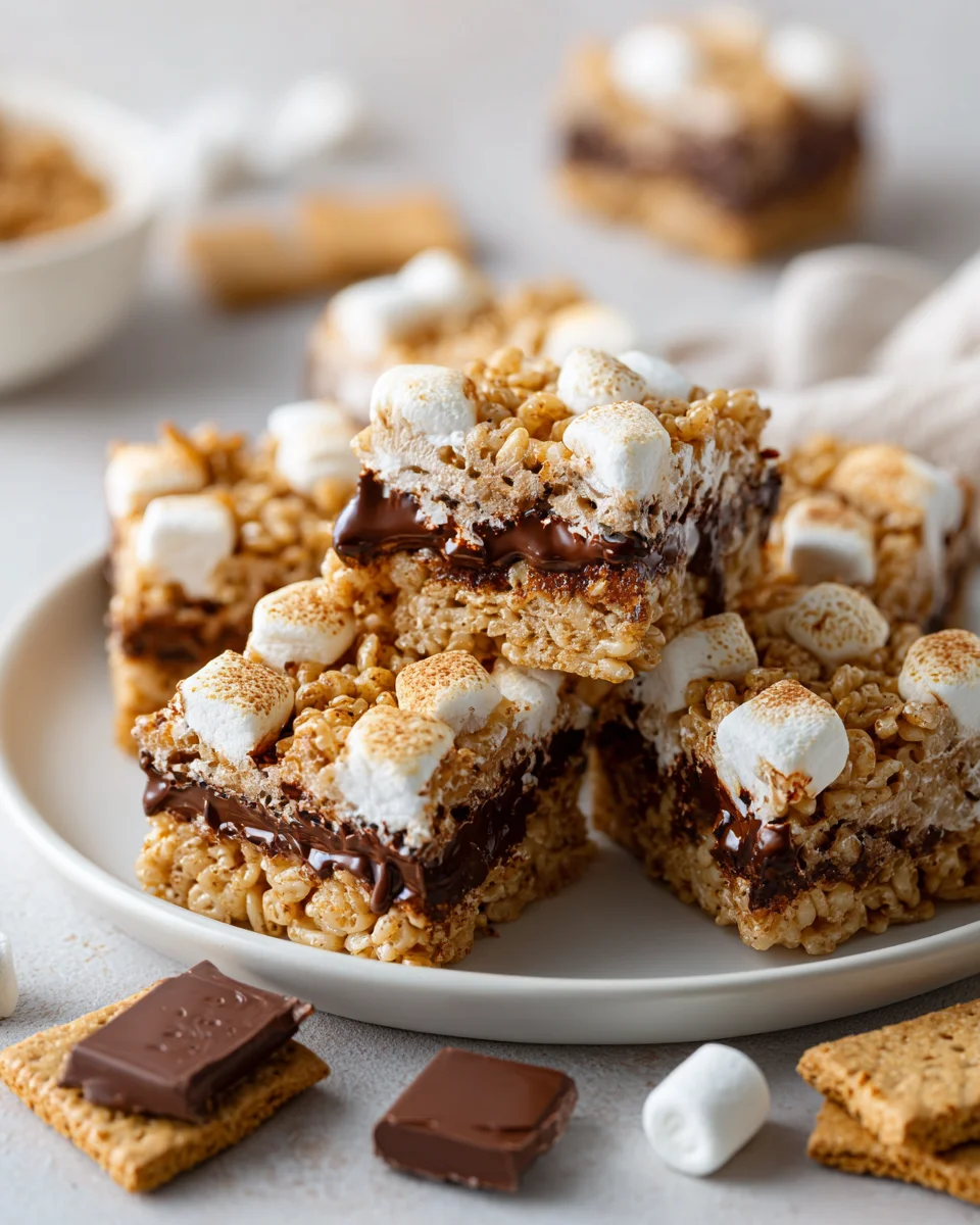 Chewy S'mores Rice Krispie Treat Bars: Best No-Bake Recipe