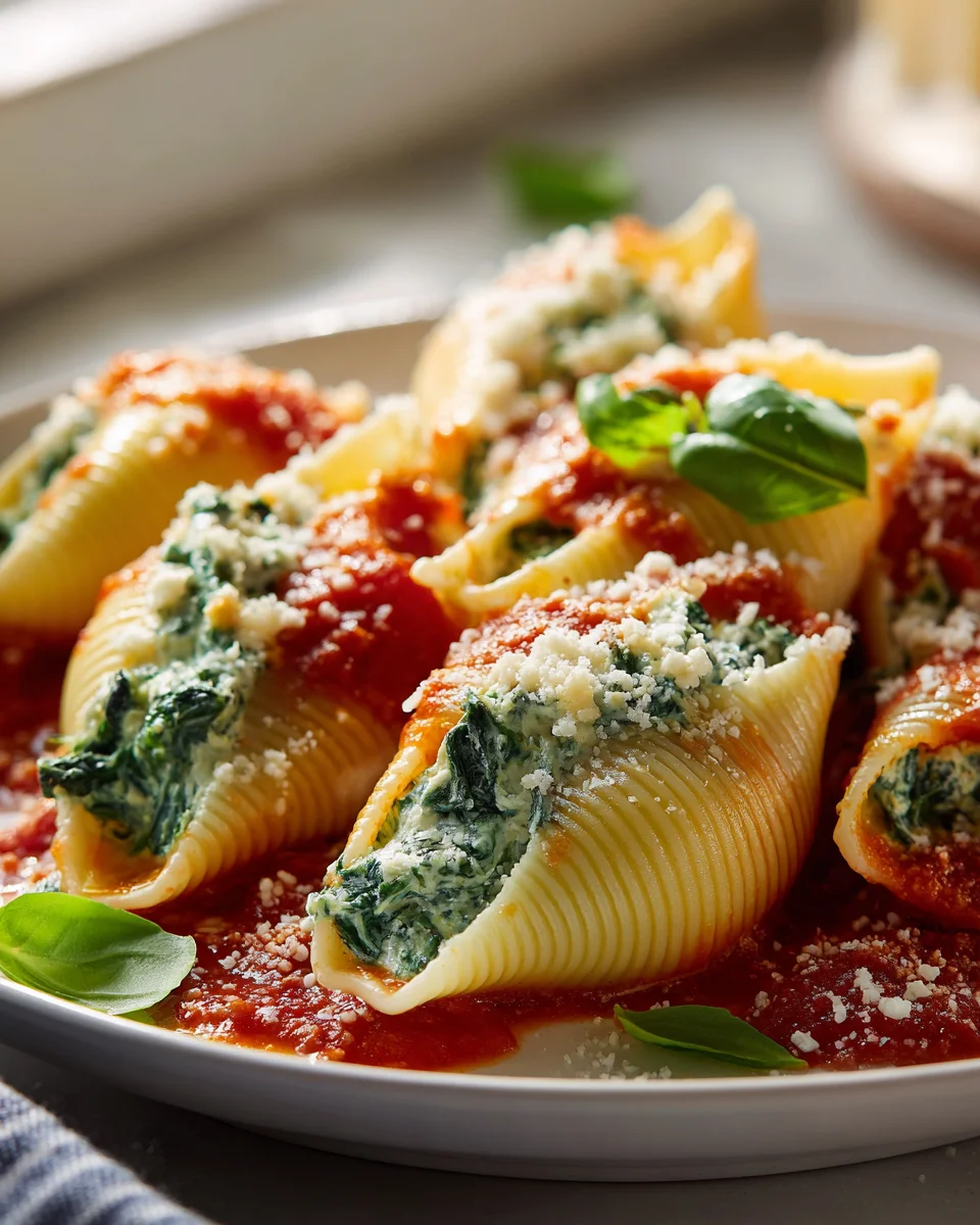 Delicious Spinach & Cheese Stuffed Shells Comfort Bake