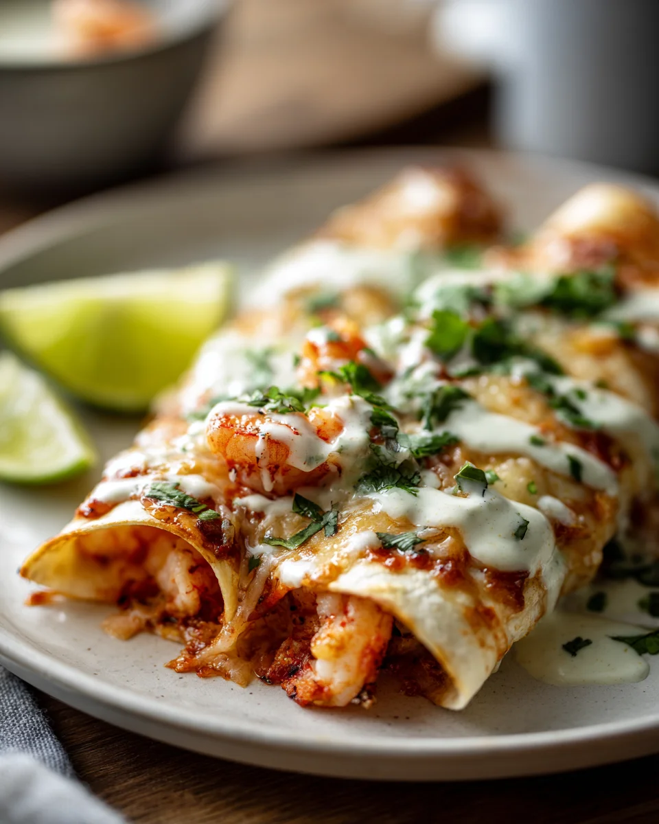 Delicious Shrimp Enchiladas with Creamy Lime Sauce Recipe