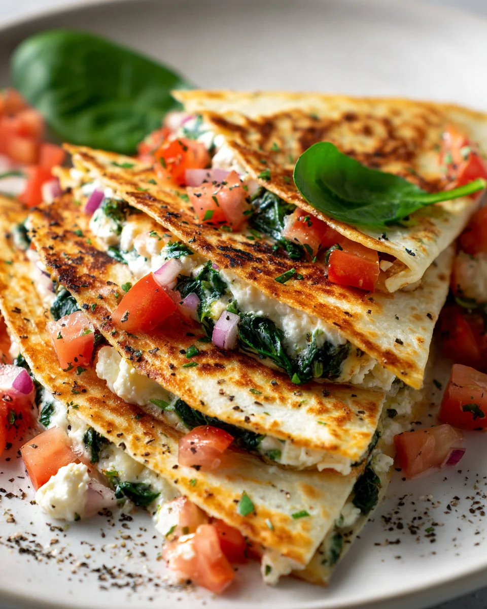 Mediterranean Quesadillas: Spinach, Feta & Mozzarella