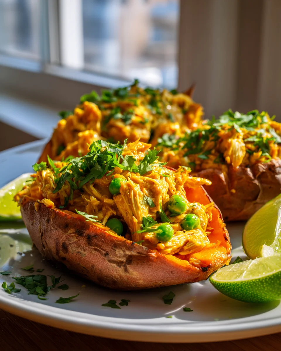 Delicious Chicken Curry Stuffed Sweet Potatoes Recipe