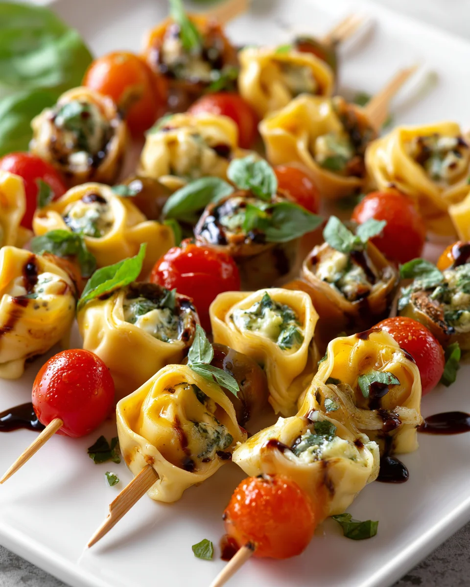 Delicious Caprese Tortellini Skewers: Perfect Snack Packs!