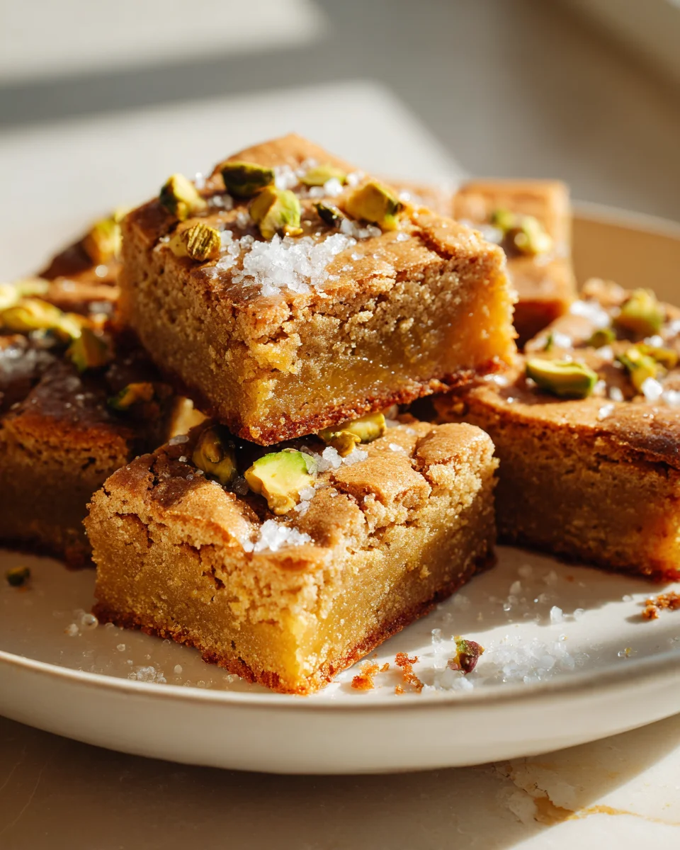 Irresistible Brown Butter Honey Pistachio Cookie Bars